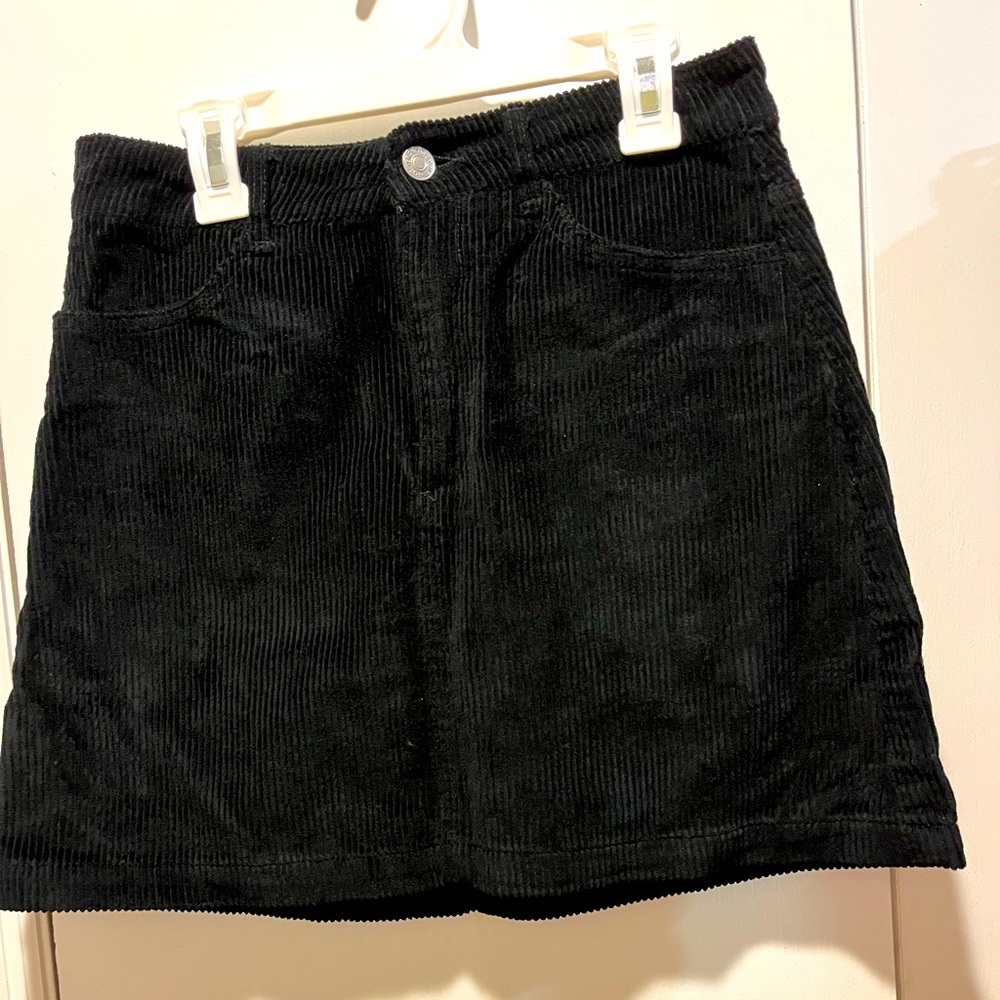 Black corduroy mini skirt